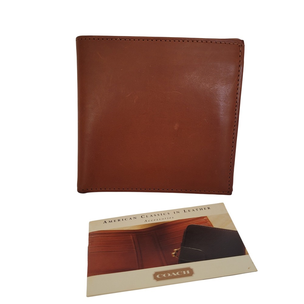Coach Vintage Bifold Wallet British Tan Leather Snap Coin Pocket Mens Accessory